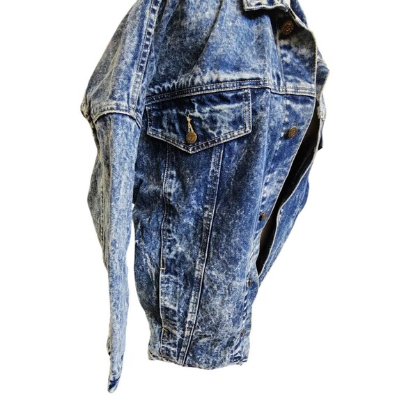 WHIPP Acid Wash Denim Jacket Size Medium Retro Look Oversized Heavy - Picture 2 of 13